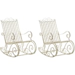 Lot de 2 Fauteuils à bascule d'extérieur Smilla en fer forgé Crème antique