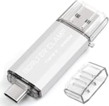 Clé Usb Type C 512 Go, Borlterclamp Double Connecteur Mémoire Stick Usb A Et C 3.0 Otg U Disque Pour Smartphone Android Samsung S10/S9, Huawei Honor, Etc., Tablette Et Ordinateur (Argenté)[Q1814]