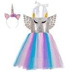 Dress Up America Costume de licorne pour filles - Robe de soirée licorne pour jeu de rôle - Robe tutu magique et bandeau