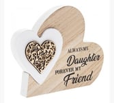 Always My Daughter Forever My Friend Double Heart Wood Mini Plaque LP44051