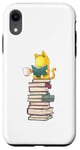 Coque pour iPhone XR Kawaii Cat Reading Book Stack Cute Bookworm T-shirt graphique