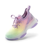 DREAM PAIRS Kids Baskets pour Enfants Chaussures de Sport pour Filles Garçons Antidérapants Semelle Extérieure en Gelée Respirante SDFS2303K,Size 28.5,Arc-en-Ciel/Violette,SDFS2303K