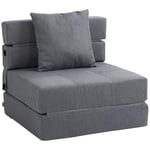 HOMCOM Chauffeuse canapé-lit Convertible Fauteuil 1 Place avec 1 Coussin déhoussable, Tissu Gris