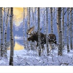 N/C Aint By Numbers Kits Acrylic Paints Set Diy Canvas Oil Painting Gift Kits Home Decoration- Elk In The Deep Forest 16*20 Inch