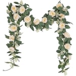 2 st faux te champagne ros krans med murgröna blad faux rose faux blomma hängande kompatibel