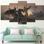 104Tdfc Game of Thrones Daenerys Targaryen Canvas Picture -5 Piece Wall Art for Home Wall Decor Modular 5 Pieces Painting Living Room Home Decor Picture