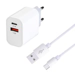 MUTTO Chargeur Samsung USB C, Prise Chargeur Multiple USB C et USB + câble Type C pour Samsung S23/S22/S21/S20 FE Plus Ultra /S10/S9/S8/S7/A40/A41/A42/A50S/A51/A52S/A53, tablettes et Tous Les Gadgets