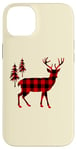 Coque pour iPhone 14 Plus Red Buffalo Reindeer Buck Christmas Decor Plaid Pattern