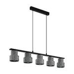 Eglo Suspension Hilcott 5 Ampoules Vintage Industrial Suspension en Acier Noir Galvanisé Lampe de Table de Salon Suspendu avec Douille E27 L 116cm