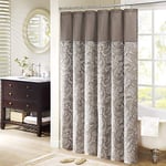 Madison Park Aubrey Design Rideau de Douche Moderne à Rayures Jacquard Traditionnel pour Salle de Bain, 183 x 183 cm, Bleu