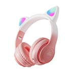 Cute  Gradient  Headsets LED Light Bluetooth Headphones with Mic Kids2511