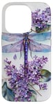 iPhone 14 Pro Dragonfly Surrounded by Lilac Flowers and Leaves Case