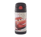 Thermos - Disney Cars Water Bottle (355ml) - BPA Free, Stainless Steel, Spill Proof, Pop-Up Straw, Disney Kids Flask with Personalised Name Labels & Carry Handle for 12-Hour Cold Drinks