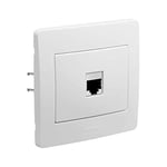 DEBFLEX - DIAM2 - Prise RJ45/RJ12 - Prise Murale Pour Réseaux Haut Débit - Mécanisme Complet + Plaque de Finition - Installation Encastrée - Blanche - 85 x 82 x 37 mm