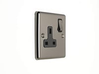 EUROLITE Enhance Black Nickel 1 Gang Single Plug Socket EN1SO BNB