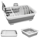 Large White Collapsible Dish Drainer Folding Draining Rack Plates Cutlery Board