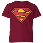 Official Superman Crackle Logo Kids' T-Shirt - Burgundy - 3-4 Years - Burgundy