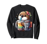 Kiwi Bird Drinking Bubble Tea Japanese Kimono Sweatshirt