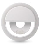 Selfie LED lys ring - m/batteri - Hvid