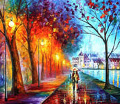 LUOYCXI DIY digital painting adult kit canvas painting bedroom living room decoration painting oil painting walk in the rain couple-40X50CM