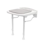 Alberts 140366 Siège relevable de douche | réglable en hauteur | plastique, blanc avec assise grise | 380 x 370 mm