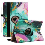 Rotating Case for iPad 9th Generation 2021, iPad 8th Generation 2020, iPad 7th Generation 10.2" 2019-360 Degree Rotating Multi-Angle Viewing Stand, Auto Sleep/Wake (Emerald Marble)