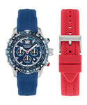 Nautica Men's Blue Silicone Strap & Red Silicone Strap Watch (Model: NAPNSS401), Blue