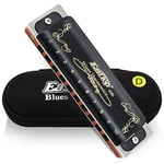 East top Harmonica diatonique en D 10 trous 20 tons T008K avec étui noir, harmonica blues pour Adultes débutant, étudiants et enfants, comme meilleur cadeau