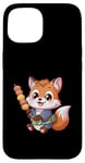 Coque pour iPhone 15 Renard kawaii avec Hanami Dango