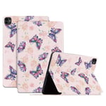 iPad Pro 11 (2024) -kotelolle Butterfly Pattern PU-nahkainen Smart Folio -tabletin kansi