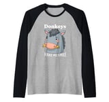 Donkeys Make Me Smile Donkey Lover Cute Farm Animals Raglan Baseball Tee