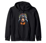 Funky DJ Monkey with Shades and Headphones Zip Hoodie