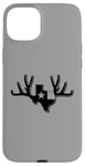 Coque pour iPhone 15 Plus Texas Buck Texas Flag Huge Buck Rack Black Texas Flag