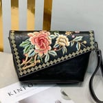 Käsilaukut Kiinalaistyylinen kirjonta Crossbody Laukut naisille Vintage Nahka Tyylikäs Käsilaukku Monipuoliset Olkalaukut