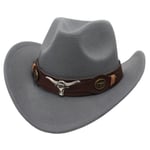 Barn Filthatt i Western Cowboy-stil Etnisk Stil Oxhuvud Tillbehör Mjuka Jazz Fedora-hattar med Ko Band Rullkant Cowgirl Cap