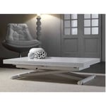 Les Tendances - Table basse relevable bois blanc mat Soft 110x70/140 cm-Couleur des pieds Chromé