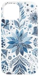 Coque pour iPhone 15 Fleur bleue d'hiver motif mandala abstrait minimaliste