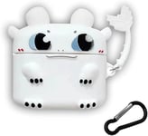 Etui en Silicone de Dessin Animé 3D pour Airpods Pro,Démon de la Nuit Mignon Apparence Créative Kawaii étancheAntichoc pour Airpod Boîtier de Charge Etui de Protection avec Porte-Clés(Blanc)