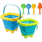 Sand Castle Building Set Collapsible Bucket Spade Bundle Beach Sandpit Toys 2PK