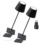 [AmazonExclusive] Zafferano Set 2x Lampes portables Poldina Pro, chargeur double USB Aiino pour charger Lampe/Smartphone en simultané, LED tactile rélable, base de charge à contact, H38cm - Noir