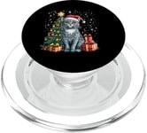 Chat de Noël avec bonnet de Noël - Chat bleu russe PopSockets PopGrip pour MagSafe