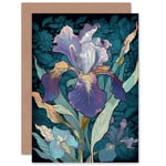 A Single Iris Flower Bloom for Wife Her Birthday Thank You Blank Greeting Card