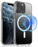 S. Dawezo Coque magnétique pour iPhone 11 Pro, Compatible avec MagSafe, Protection de Niveau Militaire, Résistant aux Rayures Jaunes, Antichoc, Transparent Mince pour iPhone 11 Pro