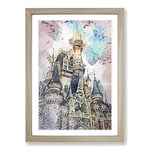 Big Box Art Magic Kingdom in Orlando Florida in Abstract Framed Wall Art Picture Print Ready to Hang, Oak A2 (62 x 45 cm)