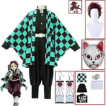 Demon Slayer Kimono Kamado Tanjirou Cosplay Kostym Halloween Anime Uniform Set för Vuxna och Barn V 9 delar 9 piece set 160