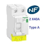 Disjoncteur 1P+N 2A - 10A - 16A - 20A - 32A et Interrupteur dif A ou AC 2x40A ou 2x63A Schneider Rési9-XP Matériel: Inter Diff A 2x40A