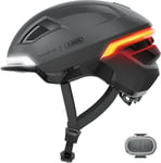 ABUS Casque de vélo HYP-E - Casque avec lumière Avant, feu arrière et lumière Clignotante - Convient également pour Le Cyclisme sur vélo électrique et S-Pedelec - pour Adolescents et Adultes - Taille