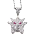 Smycken Män Rock Punk Iced Out Shiny Cz Diamond Mask Gengar Vampire Bull Hängsmycke Halsband