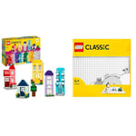 LEGO 11035 Classic Les Maisons Créatives, Ensemble de Briques de Construction pour Enfants & 11026 Classic La Plaque De Construction Blanche 32x32, Plaque de Construction, Assemblage