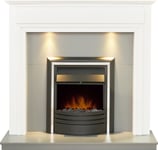 Adam Honley Fireplace in Pure White & Grey with Cambridge 6-in-1 Electric Fir...